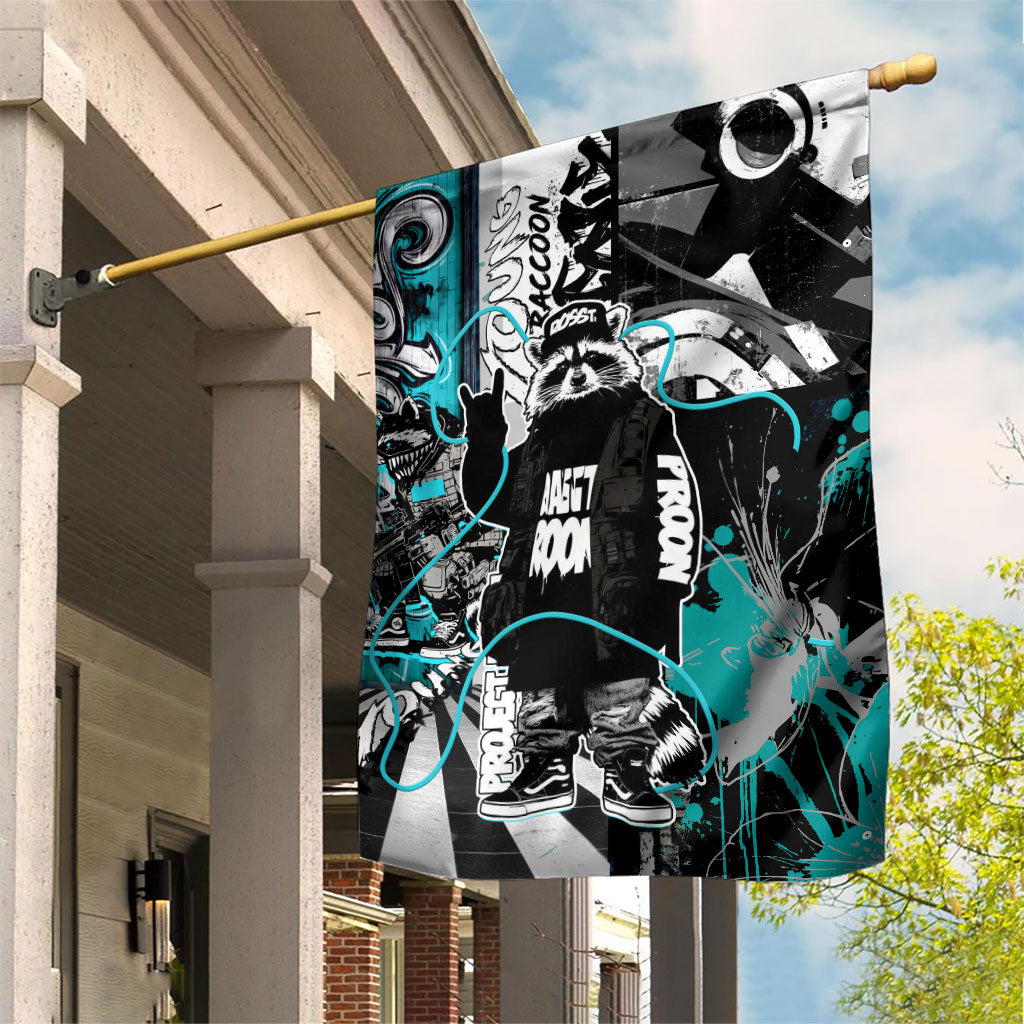 Urban Rebel Raccoon Garden Flag Grunge Graffiti Street Art Abstract Collage Pop Culture
