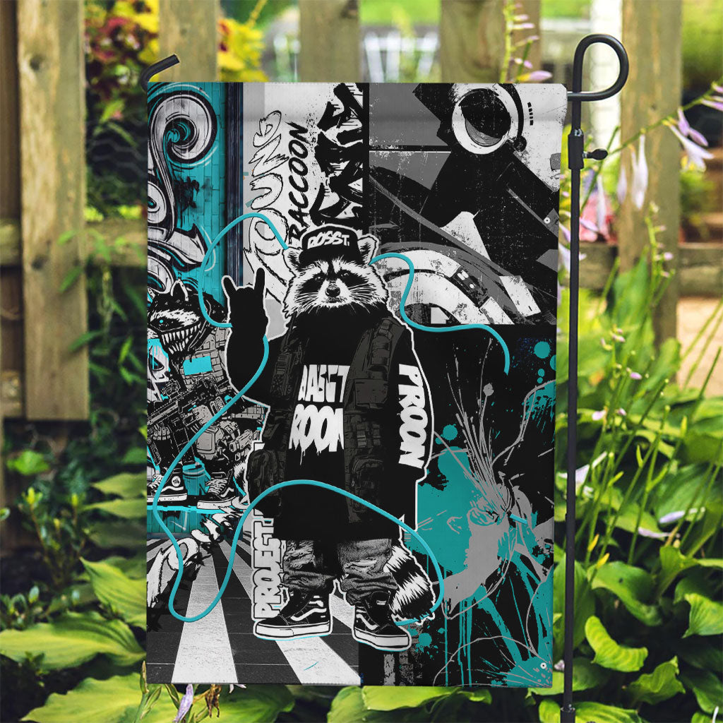 Urban Rebel Raccoon Garden Flag Grunge Graffiti Street Art Abstract Collage Pop Culture