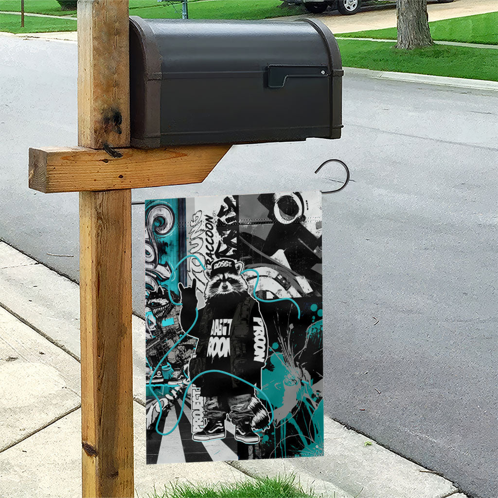 Urban Rebel Raccoon Garden Flag Grunge Graffiti Street Art Abstract Collage Pop Culture