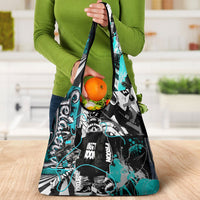 Urban Rebel Raccoon Grocery Bag Grunge Graffiti Street Art Abstract Collage Pop Culture