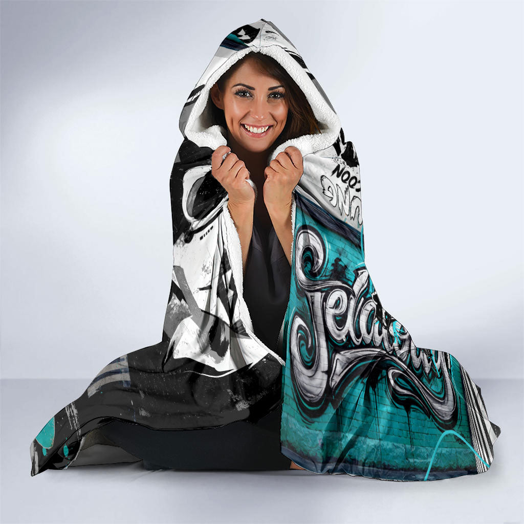 Urban Rebel Raccoon Hooded Blanket Grunge Graffiti Street Art Abstract Collage Pop Culture