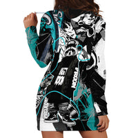 Urban Rebel Raccoon Hoodie Dress Grunge Graffiti Street Art Abstract Collage Pop Culture