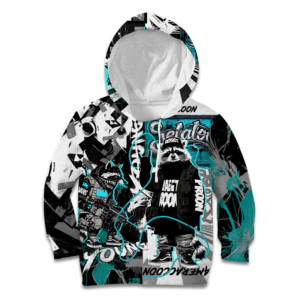 Urban Rebel Raccoon Kid Hoodie Grunge Graffiti Street Art Abstract Collage Pop Culture