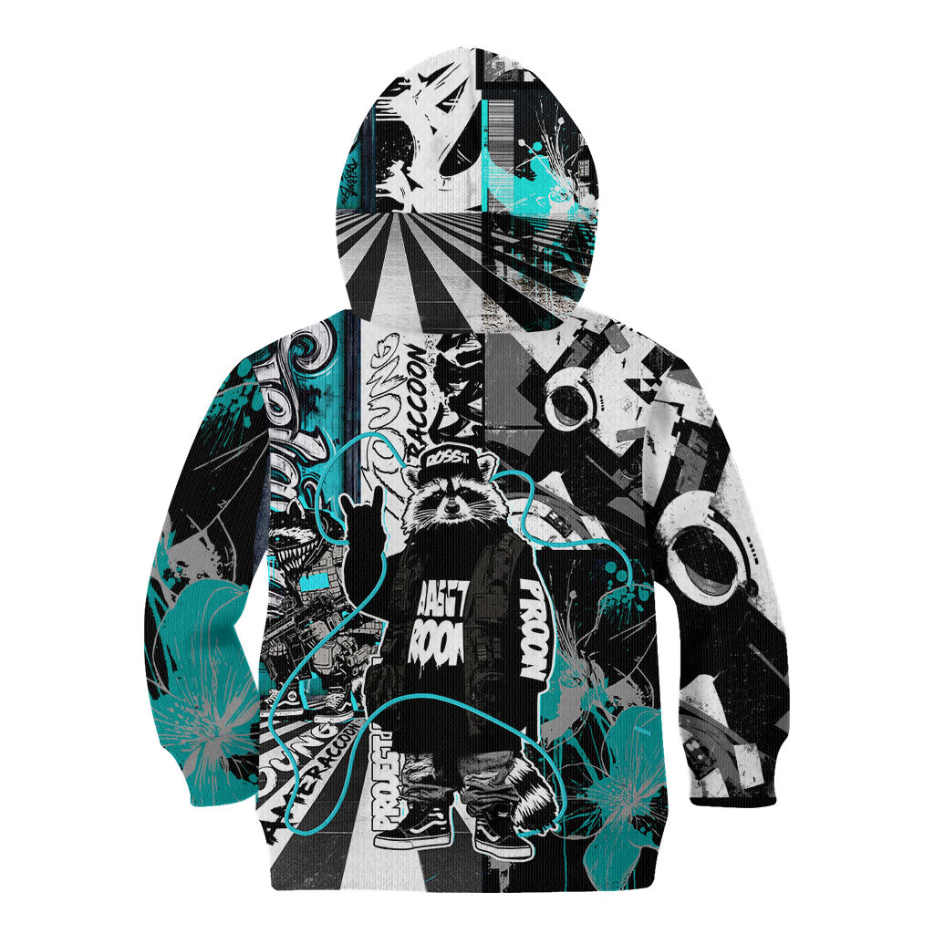 Urban Rebel Raccoon Kid Hoodie Grunge Graffiti Street Art Abstract Collage Pop Culture
