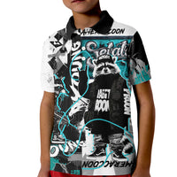 Urban Rebel Raccoon Kid Polo Shirt Grunge Graffiti Street Art Abstract Collage Pop Culture
