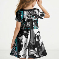 Urban Rebel Raccoon Kid Short Sleeve Dress Grunge Graffiti Street Art Abstract Collage Pop Culture