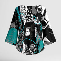 Urban Rebel Raccoon Kimono Sleeve Blouse Grunge Graffiti Street Art Abstract Collage Pop Culture