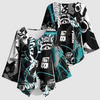 Urban Rebel Raccoon Kimono Sleeve Blouse Grunge Graffiti Street Art Abstract Collage Pop Culture
