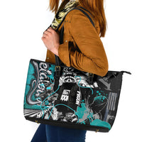 Urban Rebel Raccoon Leather Tote Bag Grunge Graffiti Street Art Abstract Collage Pop Culture