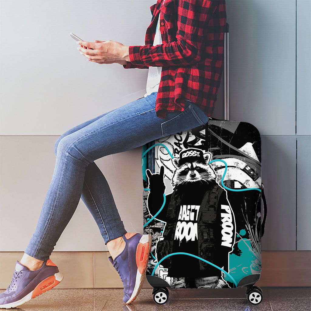 Urban Rebel Raccoon Luggage Cover Grunge Graffiti Street Art Abstract Collage Pop Culture