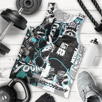 Urban Rebel Raccoon Men Tank Top Grunge Graffiti Street Art Abstract Collage Pop Culture
