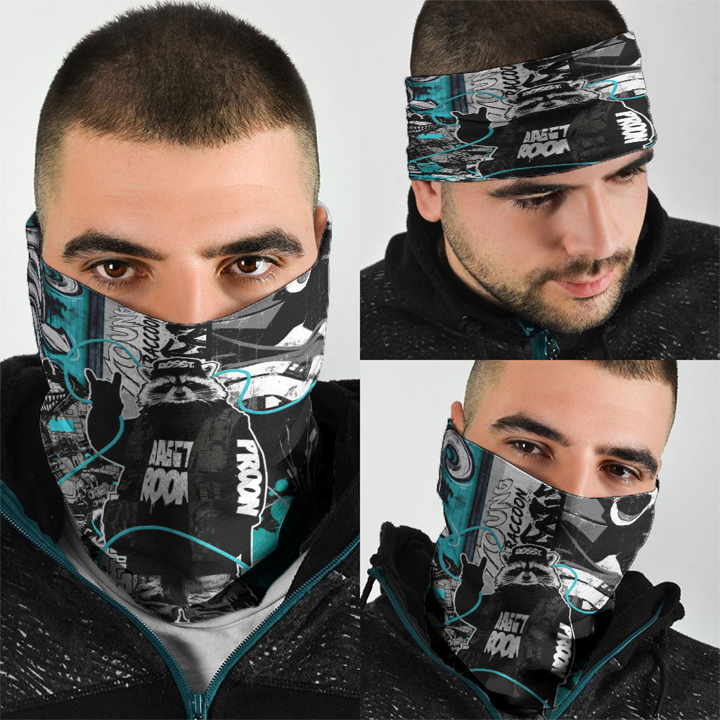 Urban Rebel Raccoon Neck Gaiter Grunge Graffiti Street Art Abstract Collage Pop Culture