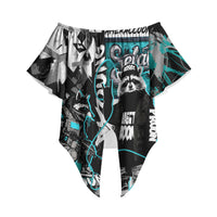 Urban Rebel Raccoon Off Shoulder Wrap Waist Top Grunge Graffiti Street Art Abstract Collage Pop Culture