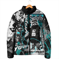 Urban Rebel Raccoon Padded Jacket Grunge Graffiti Street Art Abstract Collage Pop Culture