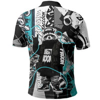 Urban Rebel Raccoon Polo Shirt Grunge Graffiti Street Art Abstract Collage Pop Culture