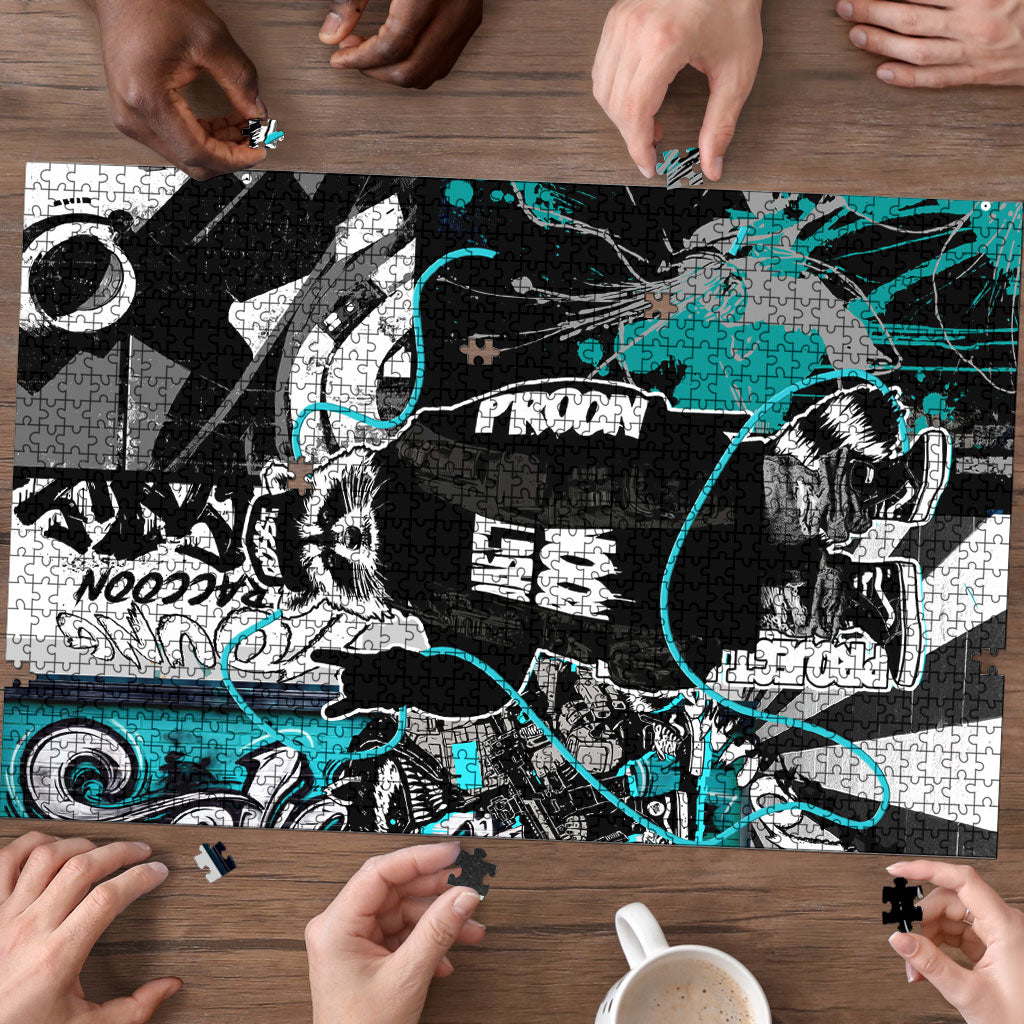 Urban Rebel Raccoon Puzzle Grunge Graffiti Street Art Abstract Collage Pop Culture