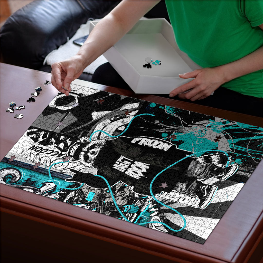 Urban Rebel Raccoon Puzzle Grunge Graffiti Street Art Abstract Collage Pop Culture