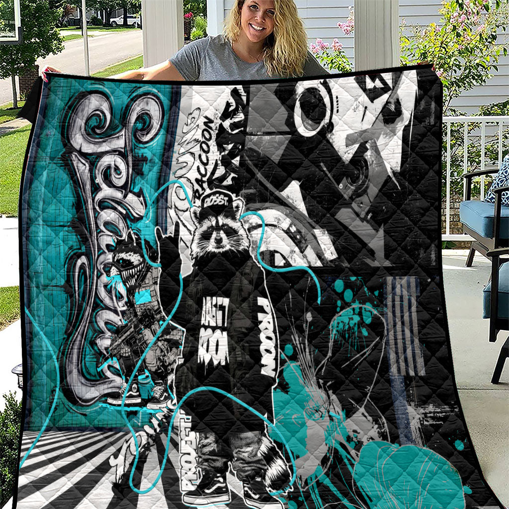 Urban Rebel Raccoon Quilt Grunge Graffiti Street Art Abstract Collage Pop Culture