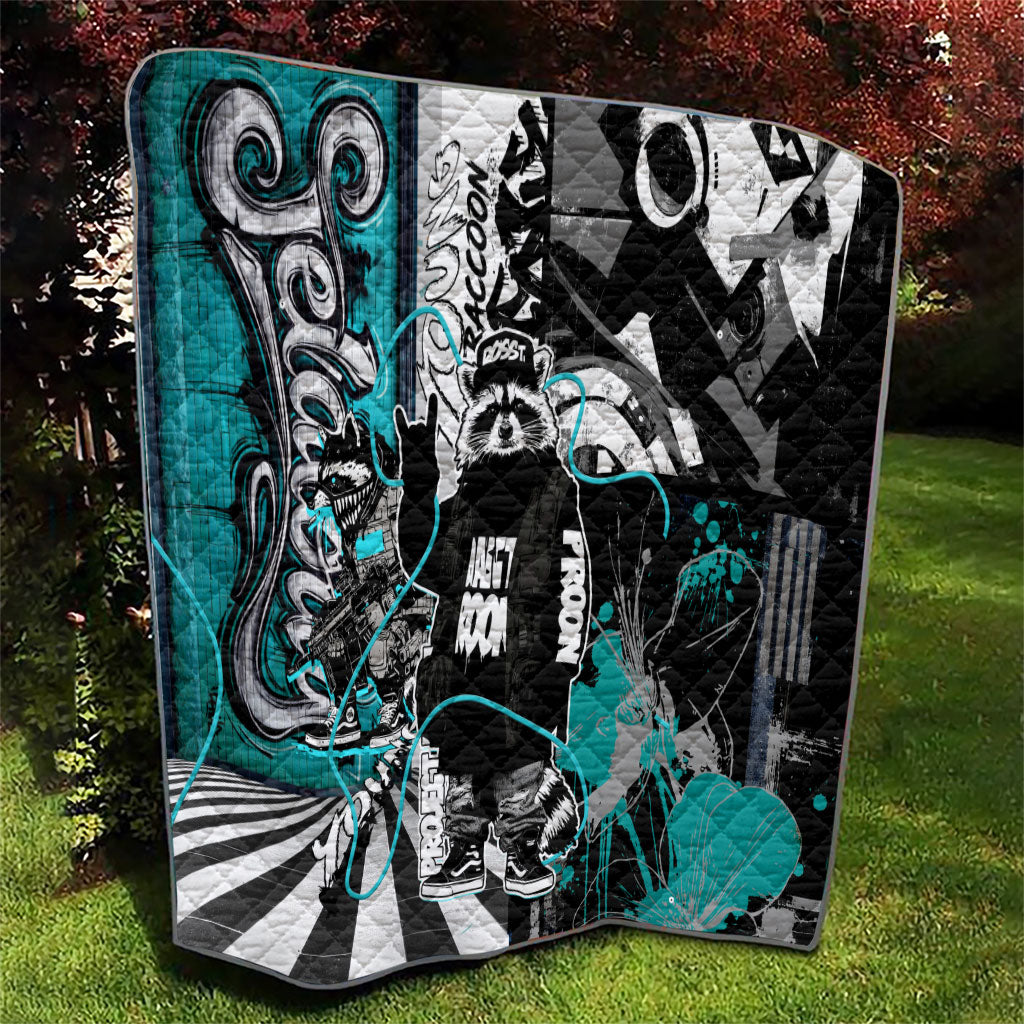 Urban Rebel Raccoon Quilt Grunge Graffiti Street Art Abstract Collage Pop Culture