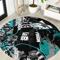 Urban Rebel Raccoon Round Carpet Grunge Graffiti Street Art Abstract Collage Pop Culture
