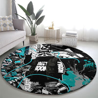 Urban Rebel Raccoon Round Carpet Grunge Graffiti Street Art Abstract Collage Pop Culture