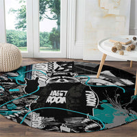 Urban Rebel Raccoon Round Carpet Grunge Graffiti Street Art Abstract Collage Pop Culture