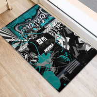 Urban Rebel Raccoon Rubber Doormat Grunge Graffiti Street Art Abstract Collage Pop Culture