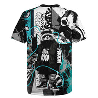 Urban Rebel Raccoon Rugby Jersey Grunge Graffiti Street Art Abstract Collage Pop Culture