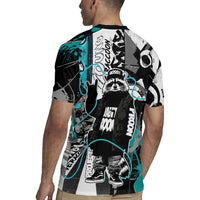 Urban Rebel Raccoon Rugby Jersey Grunge Graffiti Street Art Abstract Collage Pop Culture