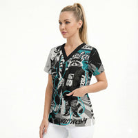 Urban Rebel Raccoon Scrub Top Grunge Graffiti Street Art Abstract Collage Pop Culture