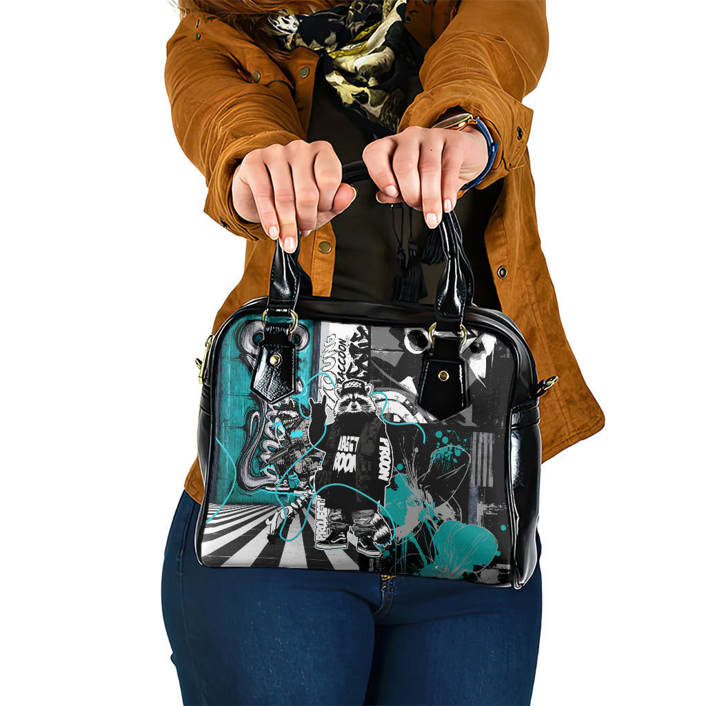 Urban Rebel Raccoon Shoulder Handbag Grunge Graffiti Street Art Abstract Collage Pop Culture
