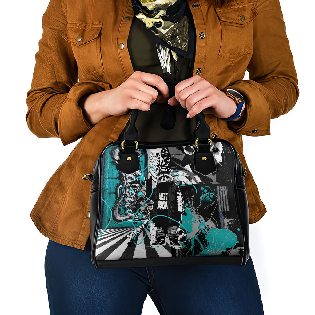 Urban Rebel Raccoon Shoulder Handbag Grunge Graffiti Street Art Abstract Collage Pop Culture
