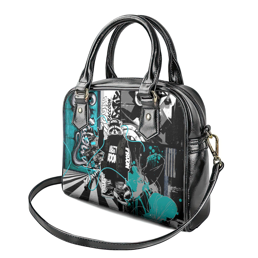 Urban Rebel Raccoon Shoulder Handbag Grunge Graffiti Street Art Abstract Collage Pop Culture