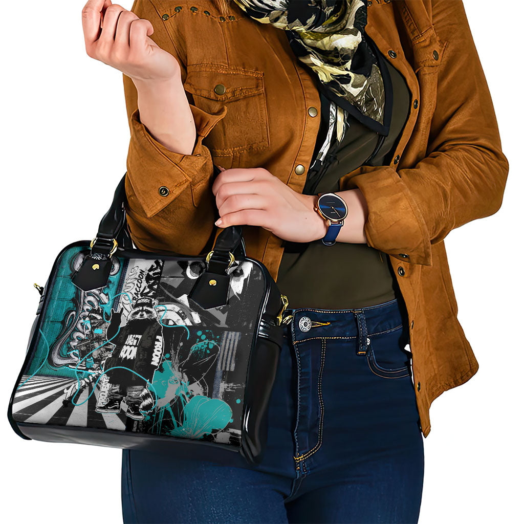 Urban Rebel Raccoon Shoulder Handbag Grunge Graffiti Street Art Abstract Collage Pop Culture