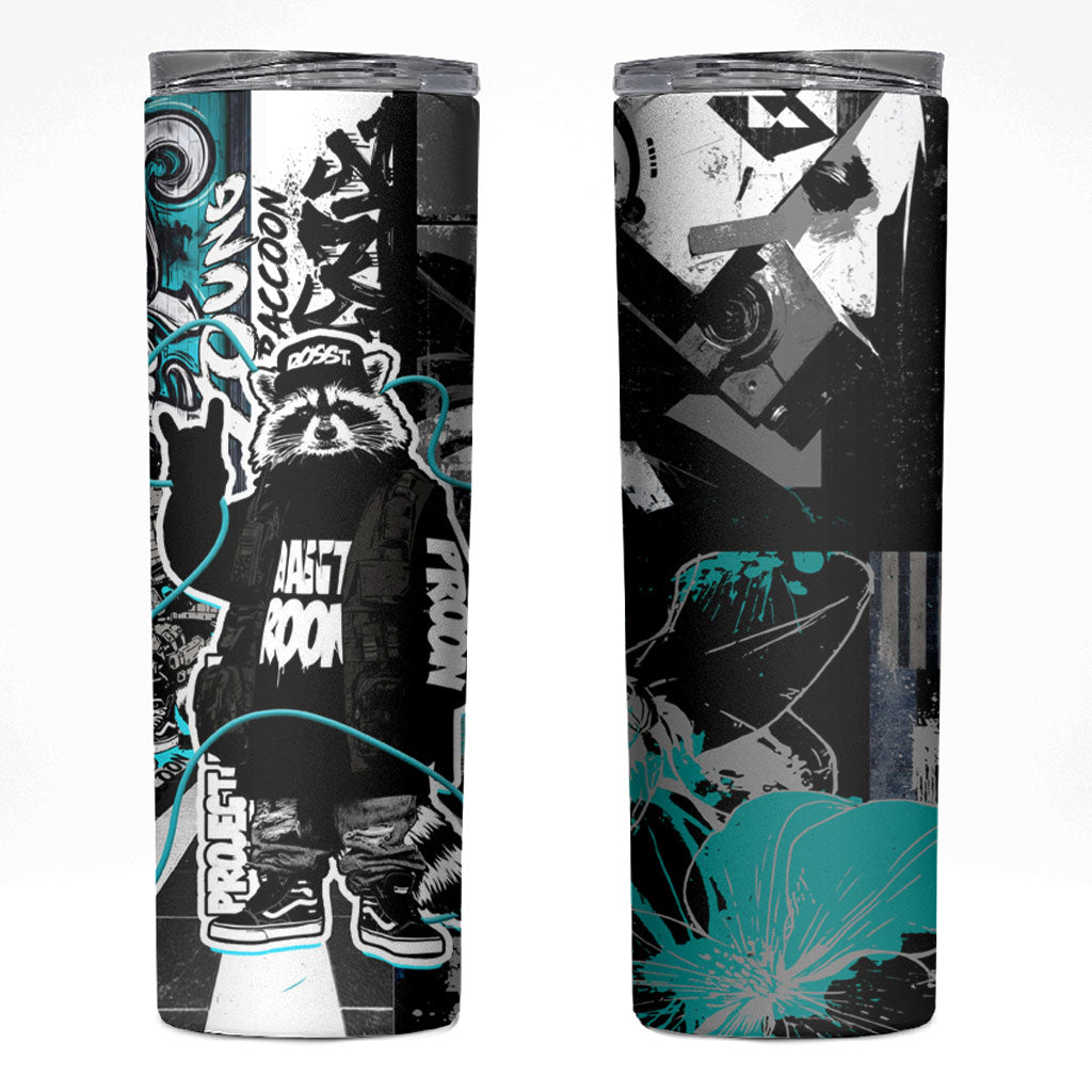 Urban Rebel Raccoon Skinny Tumbler Grunge Graffiti Street Art Abstract Collage Pop Culture