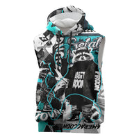 Urban Rebel Raccoon Sleeveless Hoodie Grunge Graffiti Street Art Abstract Collage Pop Culture