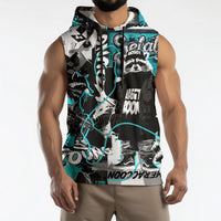 Urban Rebel Raccoon Sleeveless Hoodie Grunge Graffiti Street Art Abstract Collage Pop Culture
