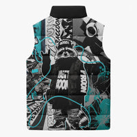Urban Rebel Raccoon Sleeveless Puffer Jacket Grunge Graffiti Street Art Abstract Collage Pop Culture