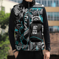 Urban Rebel Raccoon Sleeveless Puffer Jacket Grunge Graffiti Street Art Abstract Collage Pop Culture