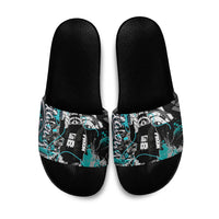 Urban Rebel Raccoon Slide Sandals Grunge Graffiti Street Art Abstract Collage Pop Culture