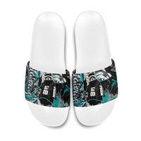 Urban Rebel Raccoon Slide Sandals Grunge Graffiti Street Art Abstract Collage Pop Culture