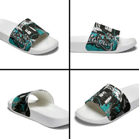 Urban Rebel Raccoon Slide Sandals Grunge Graffiti Street Art Abstract Collage Pop Culture