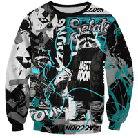 Urban Rebel Raccoon Sweatshirt Grunge Graffiti Street Art Abstract Collage Pop Culture