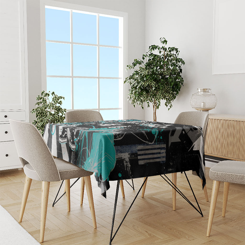 Urban Rebel Raccoon Tablecloth Grunge Graffiti Street Art Abstract Collage Pop Culture