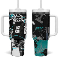 Urban Rebel Raccoon Tumbler With Handle Grunge Graffiti Street Art Abstract Collage Pop Culture