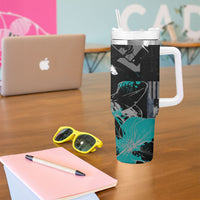 Urban Rebel Raccoon Tumbler With Handle Grunge Graffiti Street Art Abstract Collage Pop Culture