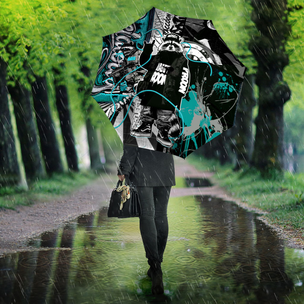 Urban Rebel Raccoon Umbrella Grunge Graffiti Street Art Abstract Collage Pop Culture