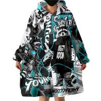 Urban Rebel Raccoon Wearable Blanket Hoodie Grunge Graffiti Street Art Abstract Collage Pop Culture