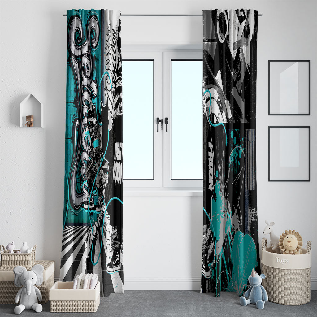 Urban Rebel Raccoon Window Curtain Grunge Graffiti Street Art Abstract Collage Pop Culture