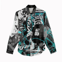 Urban Rebel Raccoon Women Casual Shirt Grunge Graffiti Street Art Abstract Collage Pop Culture